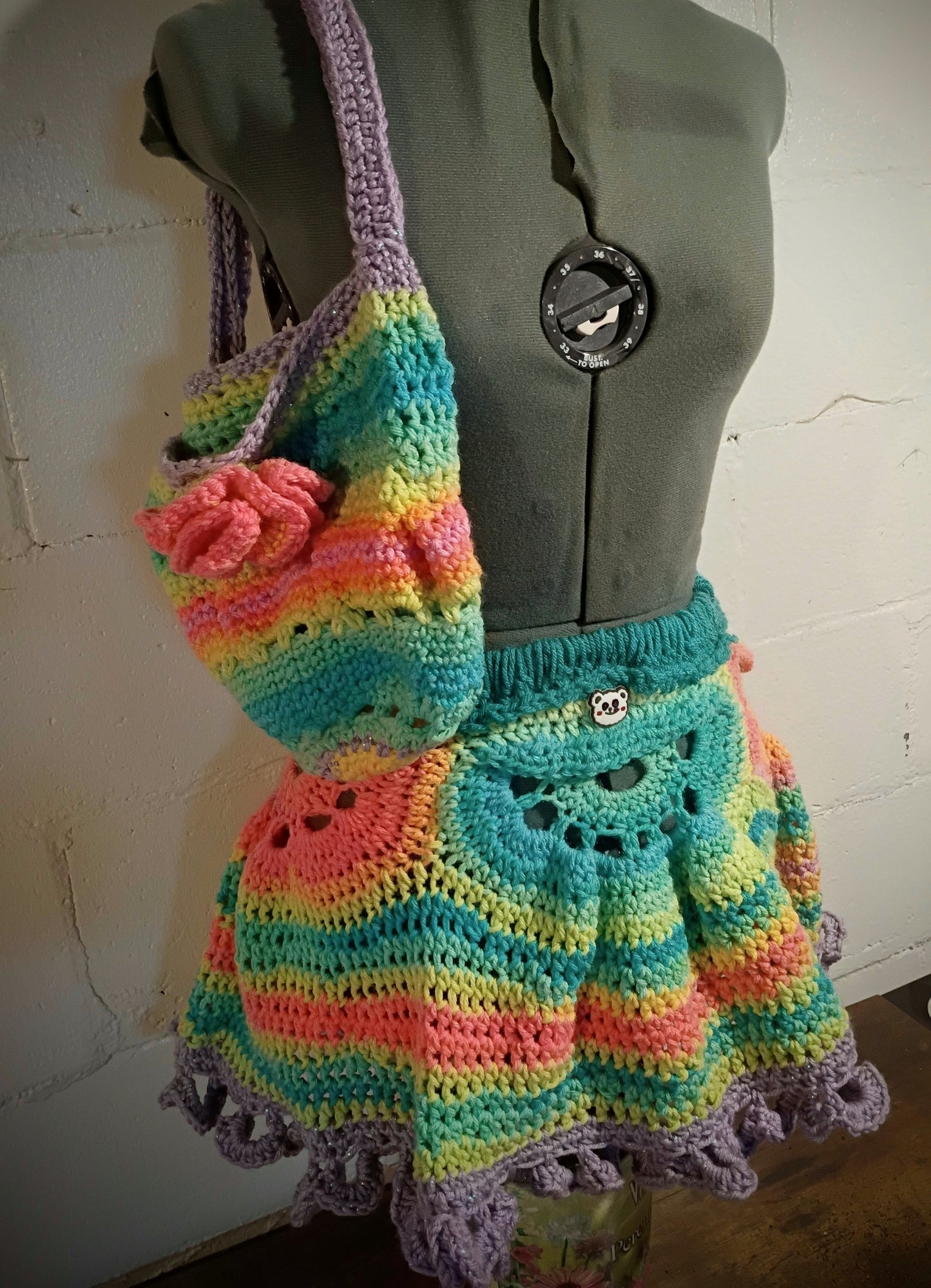 Custom matching purse and skirt set(the color of the yarn is different each set)